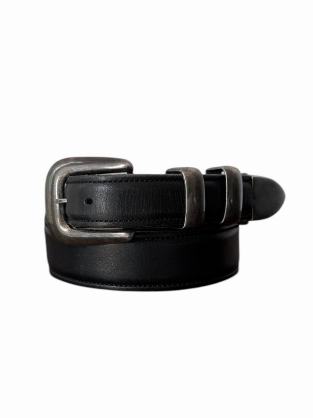 Vogt Italian Calf Black Leather Sterling Buckle Men's Belt Mexico 36"